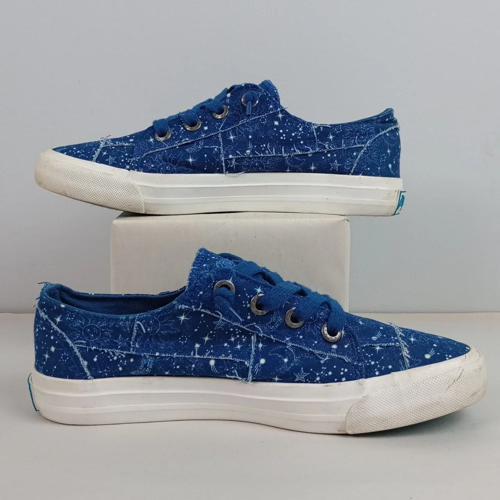 Blowfish Malibu Women 7.5 Blue Celestial Star Sun Print Canvas Play Sneakers